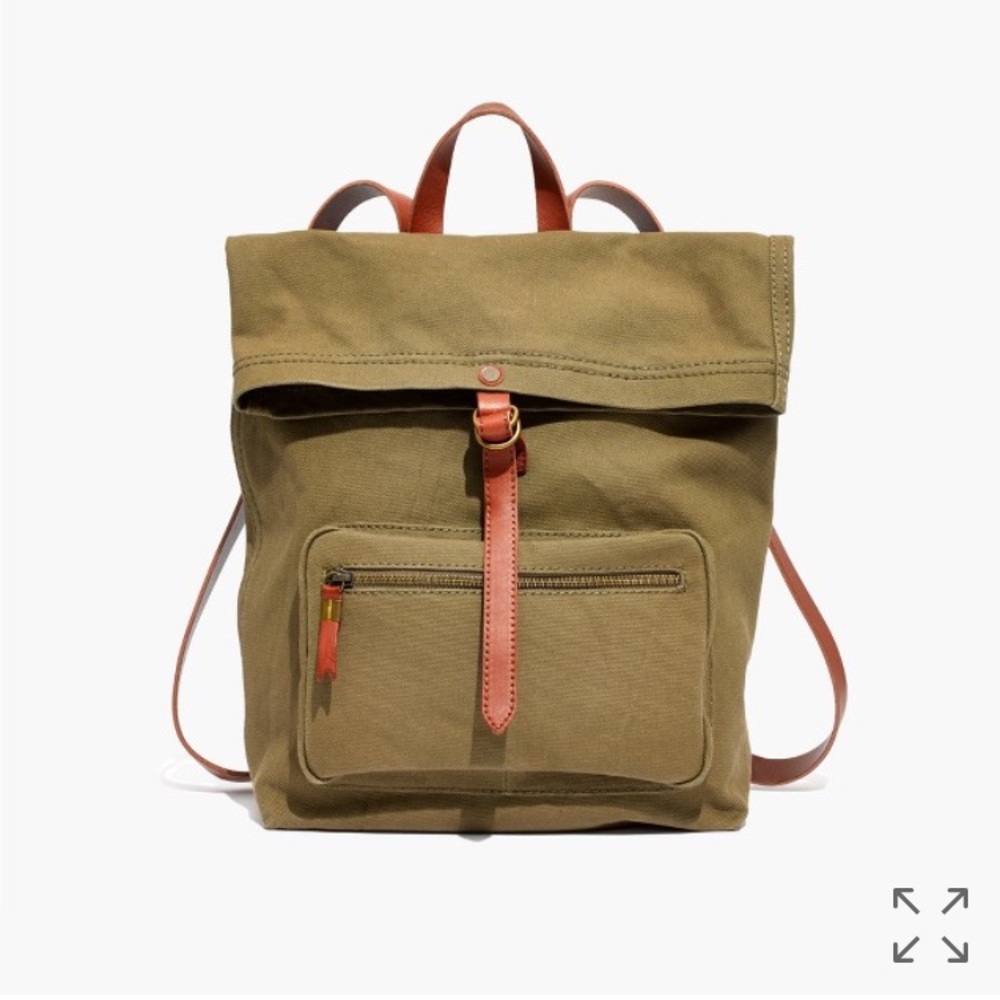 Madewell Olive and Tan Backpack